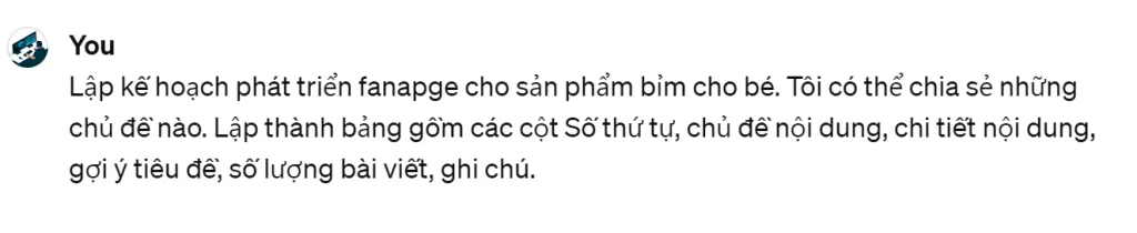 cach lap ke hoach fanpage su dung chat gpt