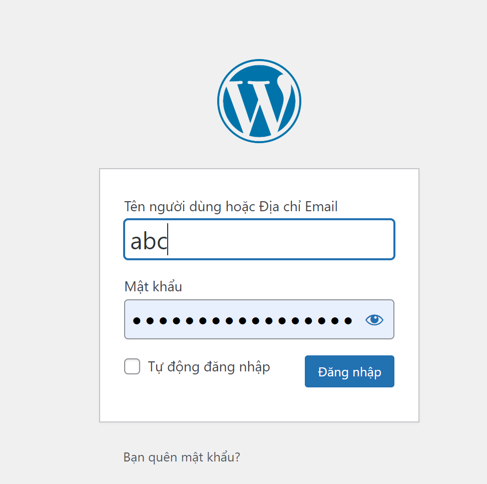 màn hình đăng nhập wordpress