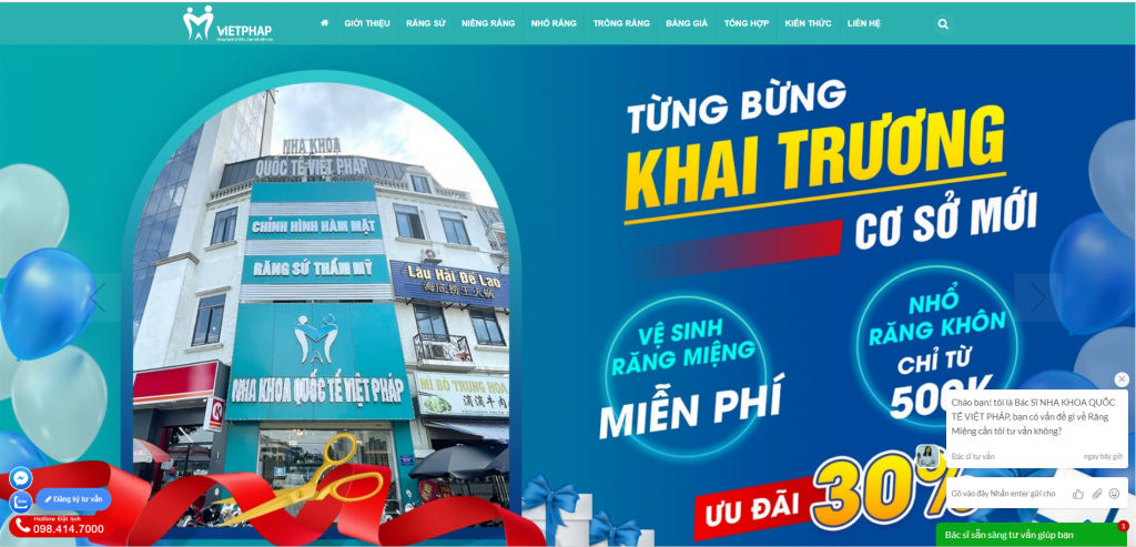 Giao diện Website nha khoa quốc tế Việt Pháp