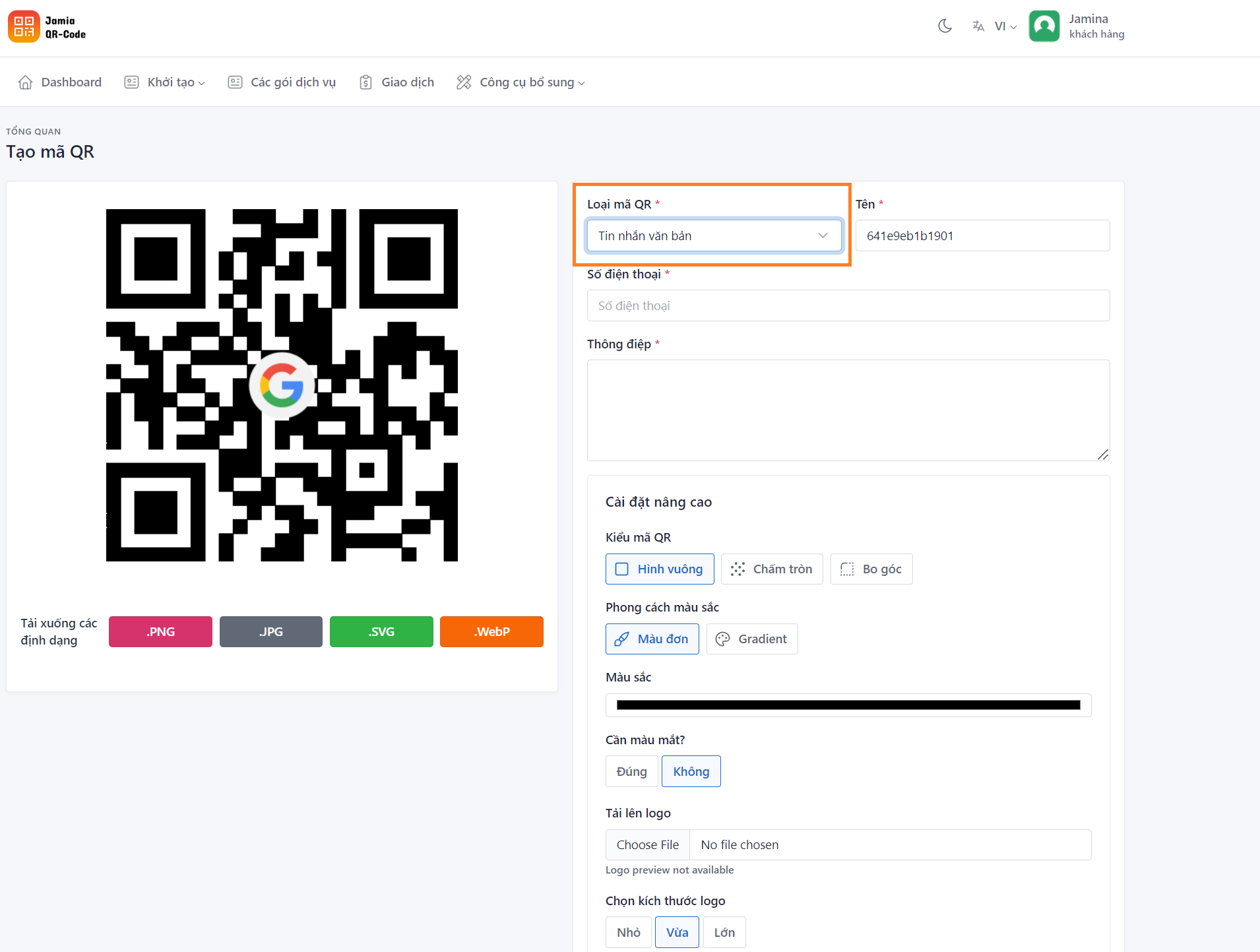 Tạo mã QR code miễn phí, trả phí trong tích tắc cùng Jamina - Jamina