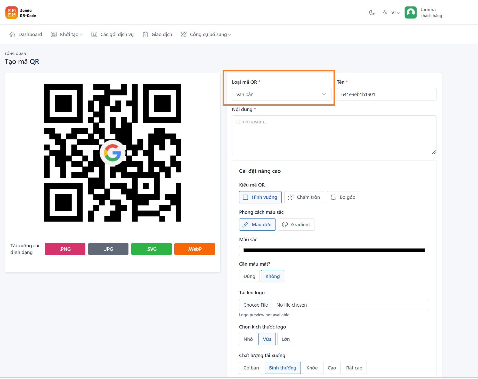 Tạo mã QR code miễn phí, trả phí trong tích tắc cùng Jamina - Jamina